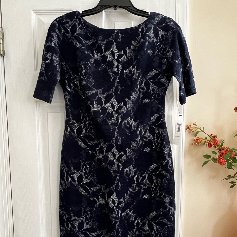 Maggy London Navy & White Illusion Lace Dress – Size S